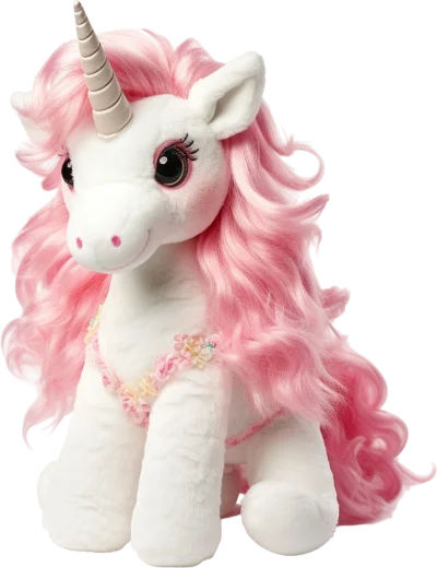 White unicorn figurine with a pink mane and tail